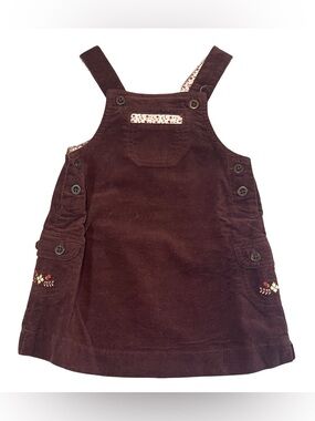 Janie and Jack Homepsun Style Brown Velvet Girls' Overall Dress 12-18 months